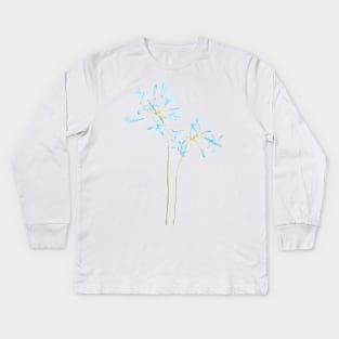 blue African lily watercolor Kids Long Sleeve T-Shirt